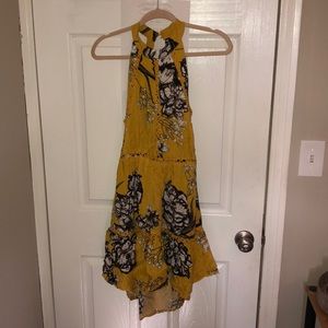 Backless High Neck Short High Low Dress